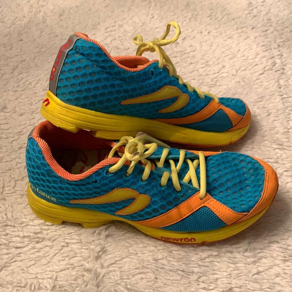 Newton Racer Long Distance Running Shoes Teal Orange Yellow Women’s 9